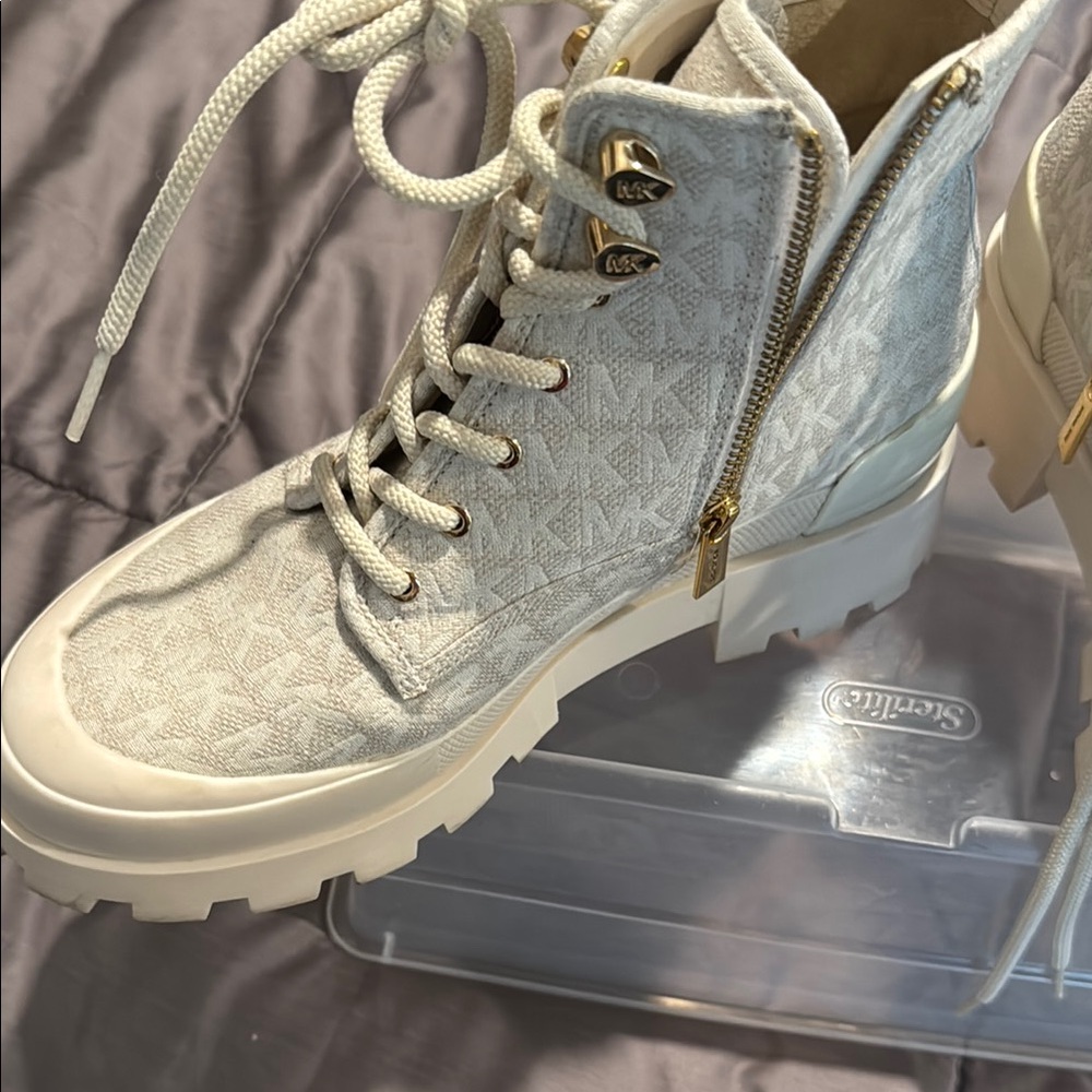 Michael Kors White Combat Boots Rugged Design